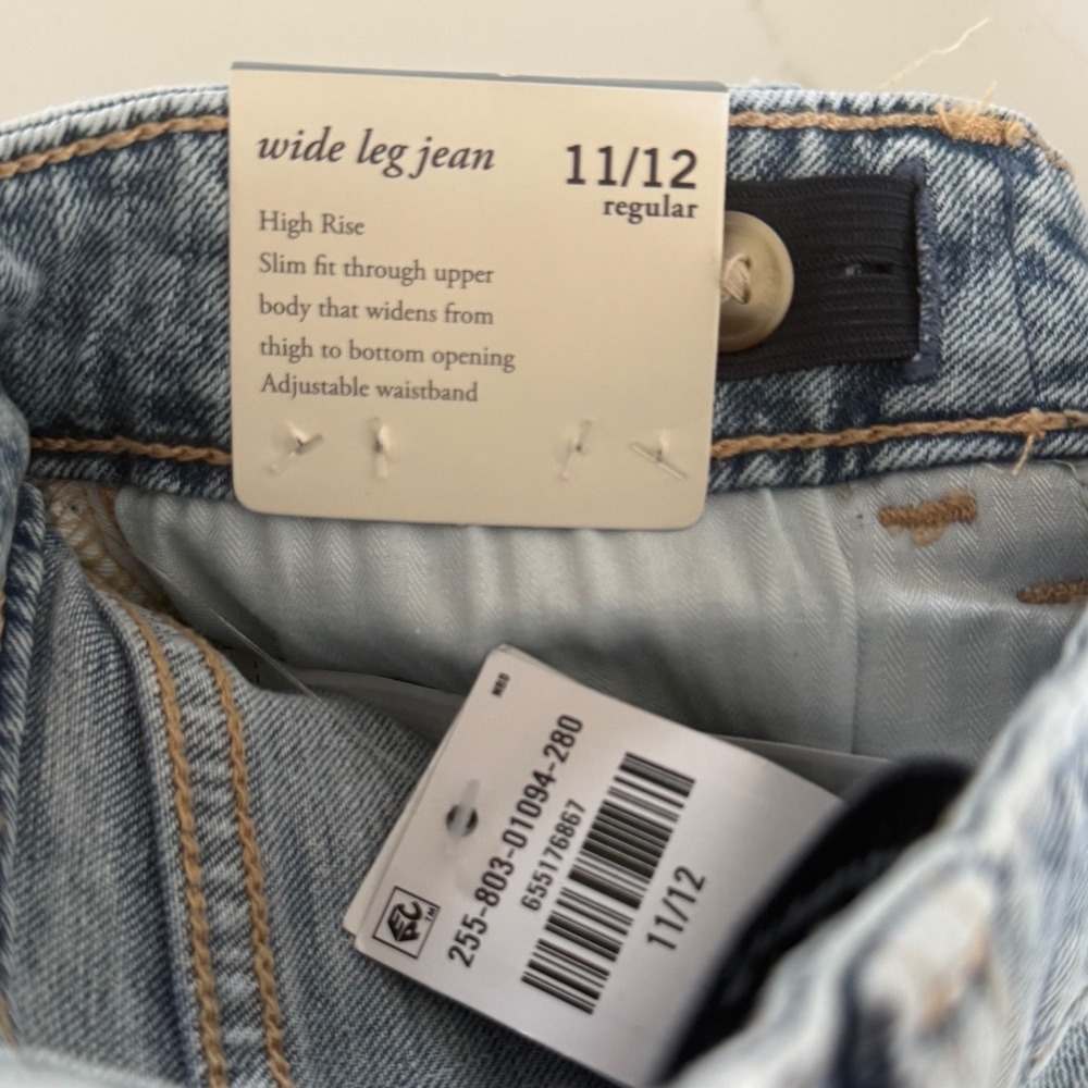 Abercrombie Kids Wide Leg Jean High Rise Light Wash Denim 11/12 Regular NEW - Picture 5 of 8